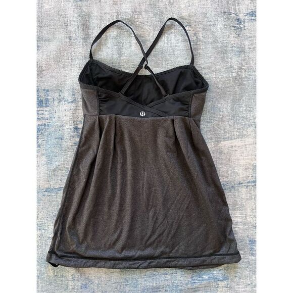 Lululemon Black Heathered Charcoal Gray Graceful Flow Tank Top Size 6 - Picture 7 of 7